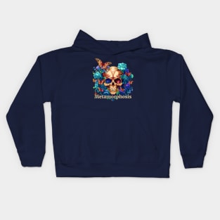 Enchanting Decay, Bloom Skull in a Gothic Garden (Chromatic Version) Kids Hoodie